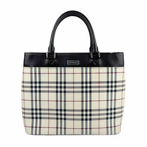 Burberry handbag canvas leather beige brown